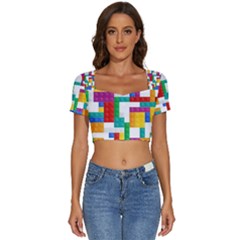 Short Sleeve Square Neckline Crop Top  