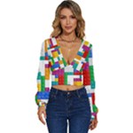 Colorful Bricks, Bricks, Colorful, Colors, Games, Lego, Rainbow Long Sleeve Deep-V Velour Top