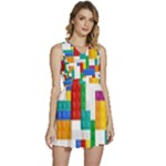 Colorful Bricks, Bricks, Colorful, Colors, Games, Lego, Rainbow Sleeveless High Waist Mini Dress