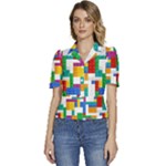 Colorful Bricks, Bricks, Colorful, Colors, Games, Lego, Rainbow Puffed Short Sleeve Button Up Jacket