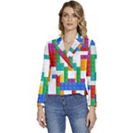 Colorful Bricks, Bricks, Colorful, Colors, Games, Lego, Rainbow Women s Long Sleeve Revers Collar Cropped Jacket