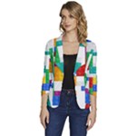 Colorful Bricks, Bricks, Colorful, Colors, Games, Lego, Rainbow Women s One-Button 3/4 Sleeve Short Jacket