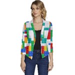 Colorful Bricks, Bricks, Colorful, Colors, Games, Lego, Rainbow Women s Casual 3/4 Sleeve Spring Jacket