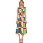 Colorful Bricks, Bricks, Colorful, Colors, Games, Lego, Rainbow V-Neck Drawstring Shoulder Sleeveless Maxi Dress