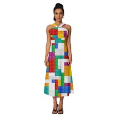 Sleeveless Cross Front Cocktail Midi Chiffon Dress 