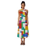 Colorful Bricks, Bricks, Colorful, Colors, Games, Lego, Rainbow Sleeveless Cross Front Cocktail Midi Chiffon Dress