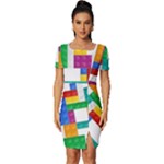 Colorful Bricks, Bricks, Colorful, Colors, Games, Lego, Rainbow Fitted Knot Split End Bodycon Dress