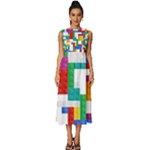 Colorful Bricks, Bricks, Colorful, Colors, Games, Lego, Rainbow Sleeveless Round Neck Midi Dress