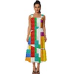 Colorful Bricks, Bricks, Colorful, Colors, Games, Lego, Rainbow Square Neckline Tiered Midi Dress