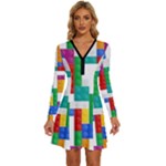 Colorful Bricks, Bricks, Colorful, Colors, Games, Lego, Rainbow Long Sleeve Deep V Mini Dress 