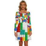 Colorful Bricks, Bricks, Colorful, Colors, Games, Lego, Rainbow Long Sleeve Wide Neck Velvet Dress