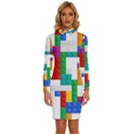 Colorful Bricks, Bricks, Colorful, Colors, Games, Lego, Rainbow Long Sleeve Shirt Collar Bodycon Dress