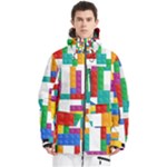 Colorful Bricks, Bricks, Colorful, Colors, Games, Lego, Rainbow Men s Multi Pockets Zip Ski and Snowboard Waterproof Breathable Jacket