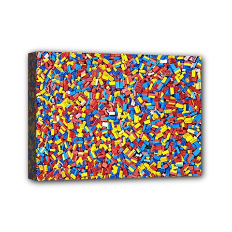 Colorful Lego Texture Lego Bricks Mini Canvas 7  x 5  (Stretched) from ArtsNow.com