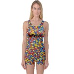 Colorful Lego Texture Lego Bricks One Piece Boyleg Swimsuit