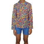 Colorful Lego Texture Lego Bricks Kids  Long Sleeve Swimwear