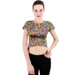 Colorful Lego Texture Lego Bricks Crew Neck Crop Top