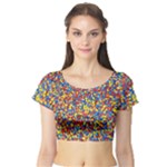 Colorful Lego Texture Lego Bricks Short Sleeve Crop Top