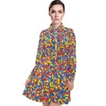 Colorful Lego Texture Lego Bricks Long Sleeve Chiffon Shirt Dress