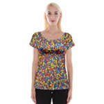 Colorful Lego Texture Lego Bricks Cap Sleeve Top