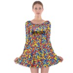 Colorful Lego Texture Lego Bricks Long Sleeve Skater Dress