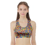 Colorful Lego Texture Lego Bricks Sports Bra with Border