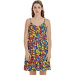 Colorful Lego Texture Lego Bricks Mini Camis Dress With Pockets