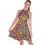 Colorful Lego Texture Lego Bricks Sleeveless Halter Neck A-Line Dress