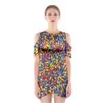 Colorful Lego Texture Lego Bricks Shoulder Cutout One Piece Dress