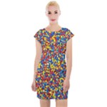 Colorful Lego Texture Lego Bricks Cap Sleeve Bodycon Dress