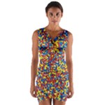 Colorful Lego Texture Lego Bricks Wrap Front Bodycon Dress