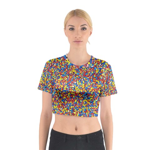 Colorful Lego Texture Lego Bricks Cotton Crop Top from ArtsNow.com