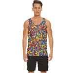 Colorful Lego Texture Lego Bricks Men s Wide Collar Tank Top