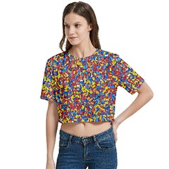 Women s Round Neck Short Sleeve Crop Top 