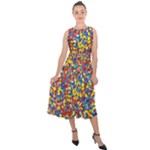 Colorful Lego Texture Lego Bricks Midi Tie-Back Chiffon Dress