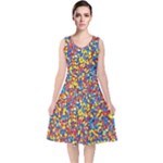 Colorful Lego Texture Lego Bricks V-Neck Midi Sleeveless Dress 