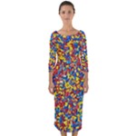 Colorful Lego Texture Lego Bricks Quarter Sleeve Midi Bodycon Dress