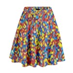 Colorful Lego Texture Lego Bricks High Waist Skirt