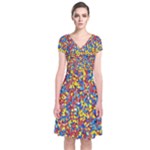 Colorful Lego Texture Lego Bricks Short Sleeve Front Wrap Dress