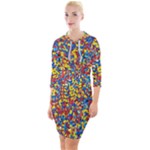 Colorful Lego Texture Lego Bricks Quarter Sleeve Hood Bodycon Dress