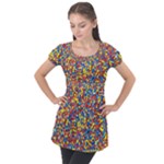 Colorful Lego Texture Lego Bricks Puff Sleeve Tunic Top