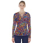 Colorful Lego Texture Lego Bricks V-Neck Long Sleeve Top