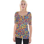 Colorful Lego Texture Lego Bricks Wide Neckline T-Shirt