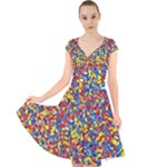 Colorful Lego Texture Lego Bricks Cap Sleeve Front Wrap Midi Dress