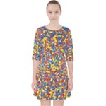 Colorful Lego Texture Lego Bricks Quarter Sleeve Pocket Dress