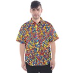 Colorful Lego Texture Lego Bricks Men s Short Sleeve Shirt