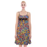 Colorful Lego Texture Lego Bricks Spaghetti Strap Velvet Dress