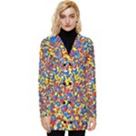 Colorful Lego Texture Lego Bricks Button Up Hooded Coat 