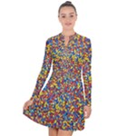 Colorful Lego Texture Lego Bricks Long Sleeve Panel Dress