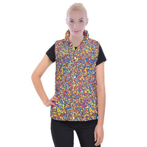 Colorful Lego Texture Lego Bricks Women s Button Up Vest from ArtsNow.com